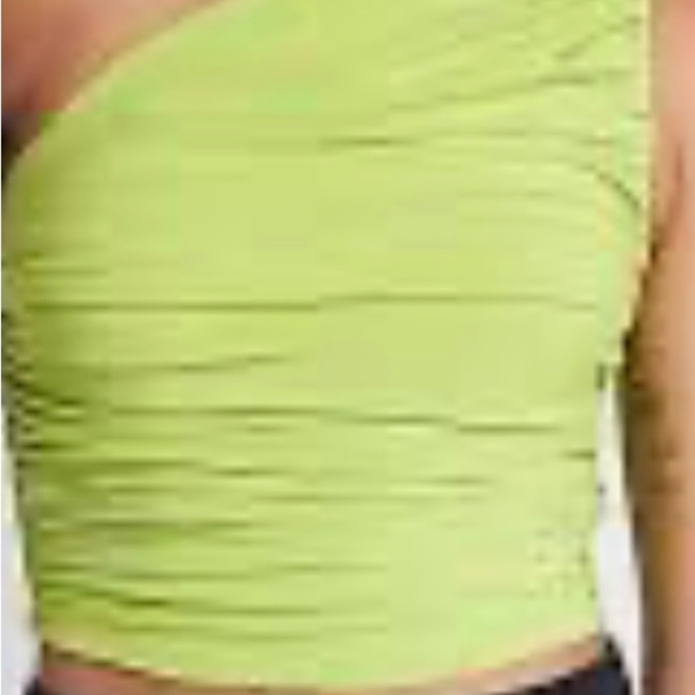 Express Lime Green Draped Tank Top
